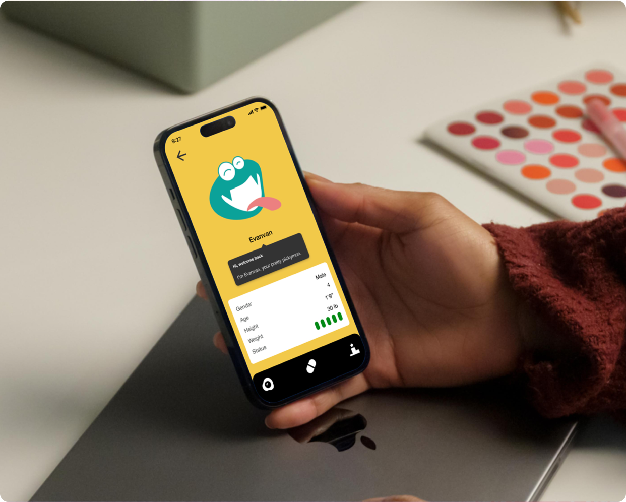 Pickymon app interface