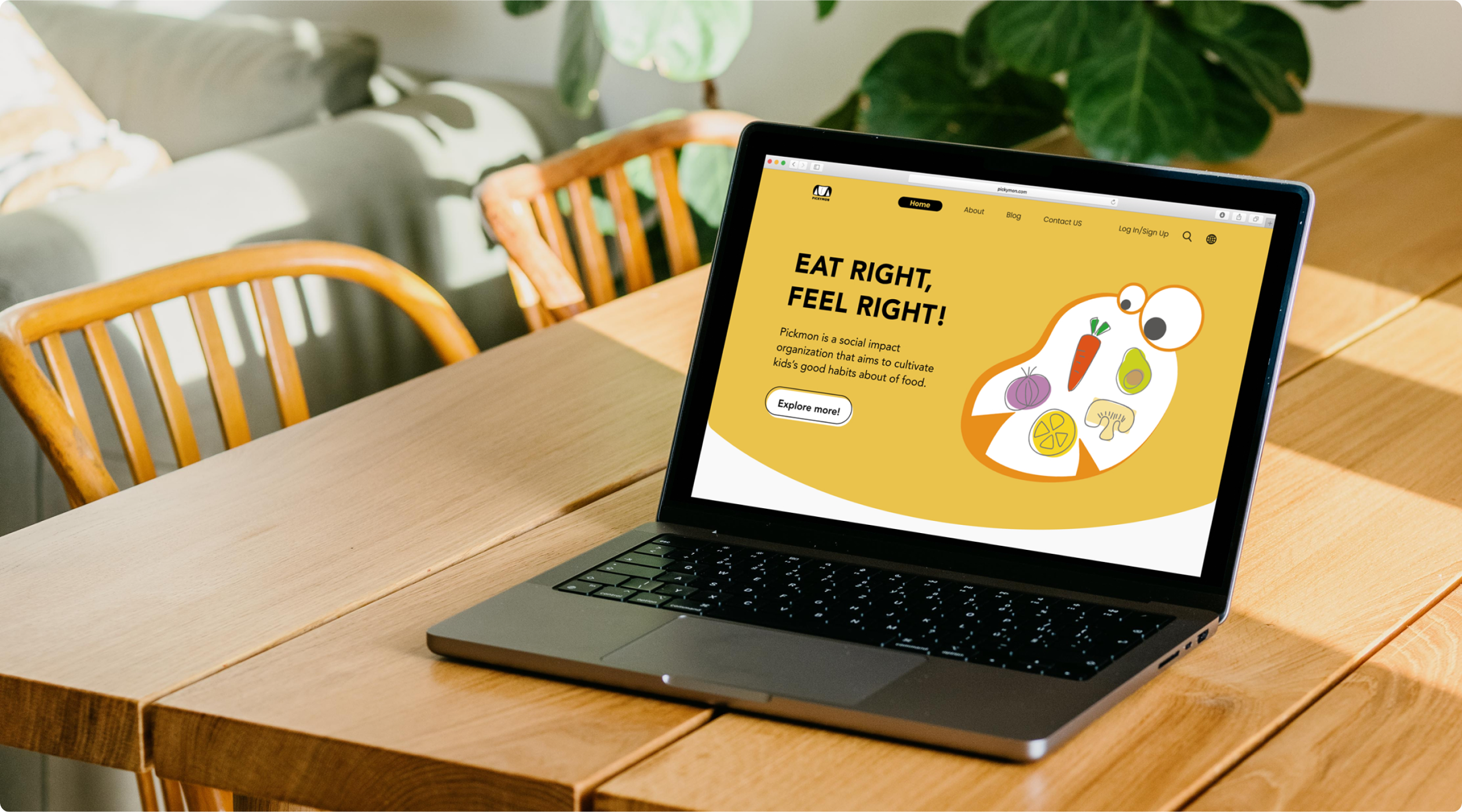 Pickymon website on laptop