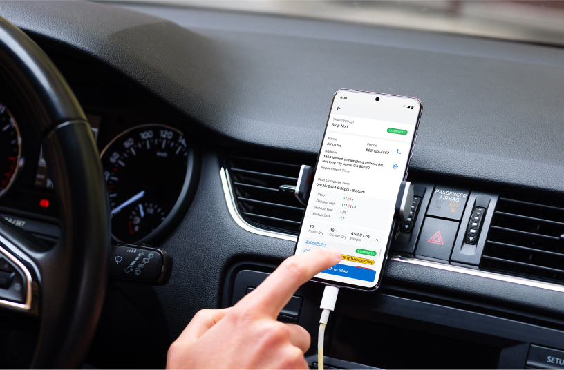 Service App being used in truck dashboard