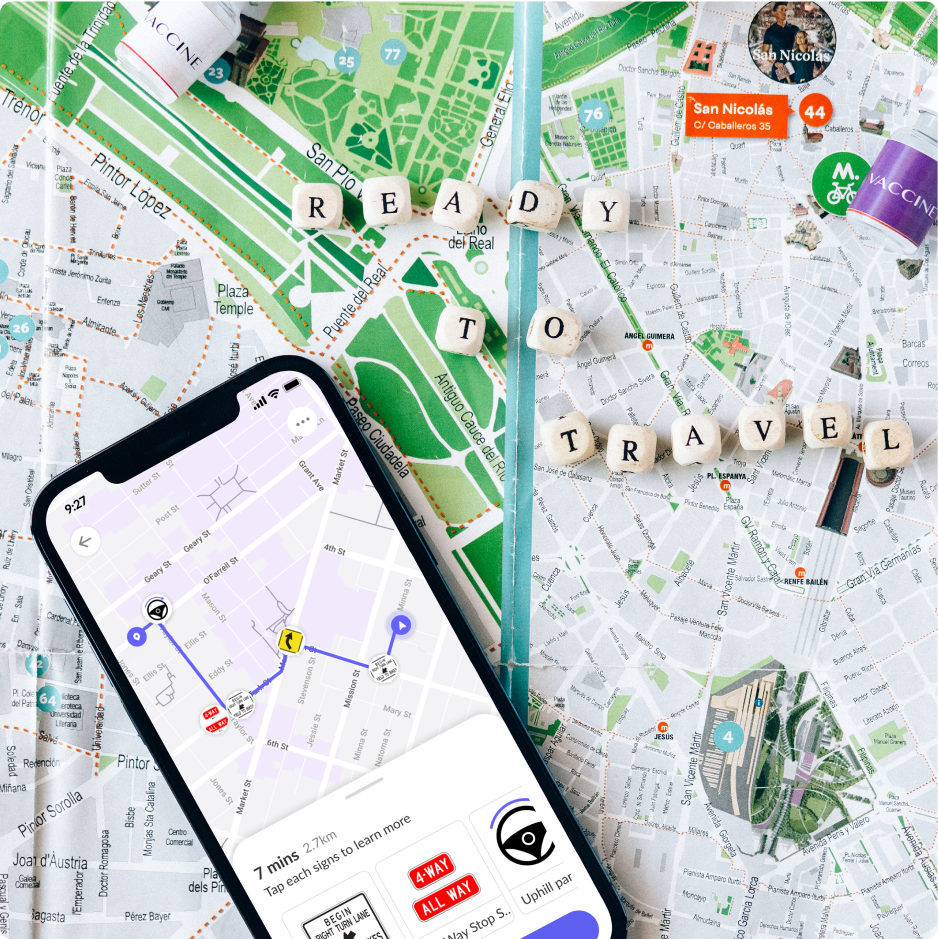 Way to Drive App Interface with Map