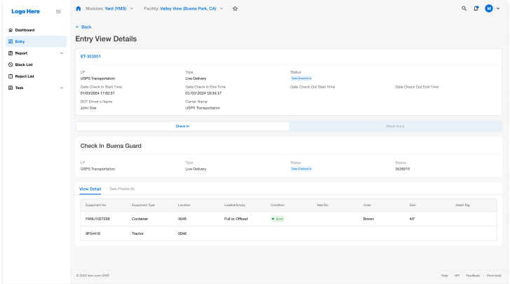 Service App being used in truck dashboard