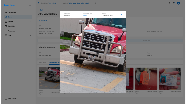 Service App being used in truck dashboard